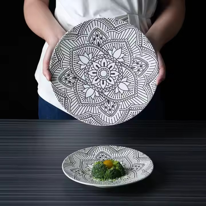 太陽花黑白餐盤
